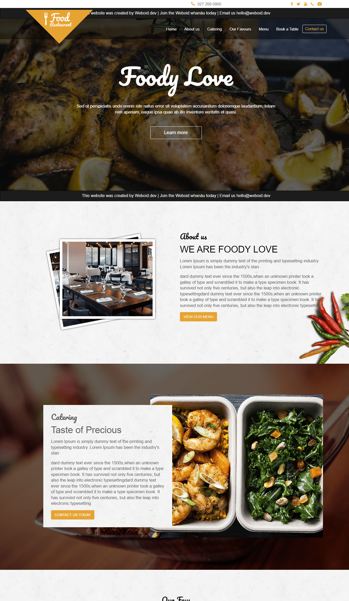 Website screenshot - Food love